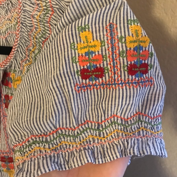 Madewell • Striped Blouse w/ Floral Embroidery - Picture 4 of 4